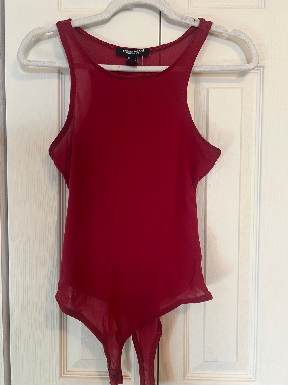 Streetwear Society Burgundy Sleeveless High-Neck Bodysuit